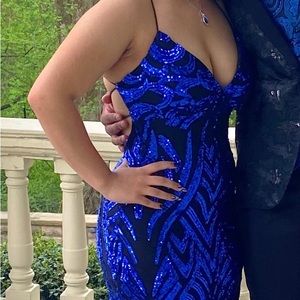 Stunning royal blue/black prom dress, worn once